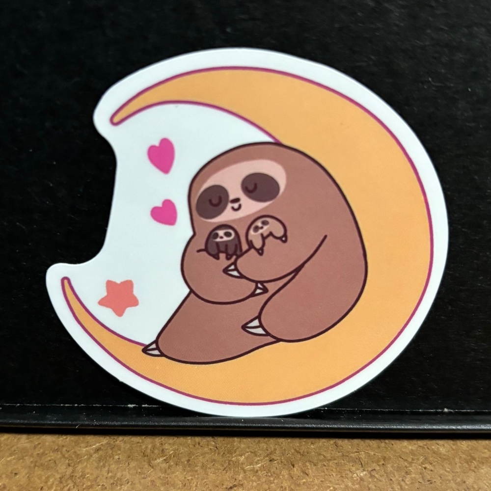 SLOTH MOM ON MOON STICKER